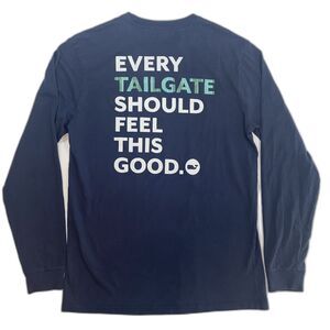 Vineyard Vines Men Small Navy Cotton Football Long Sleeve T-shirt Tailgate